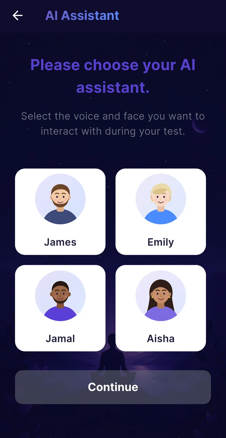 Assistant selection in the app