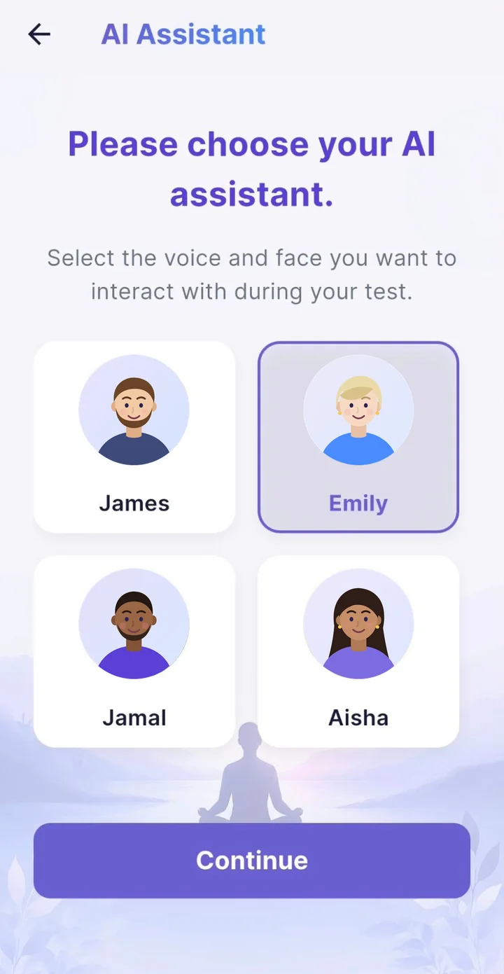 Assistant selection in the app