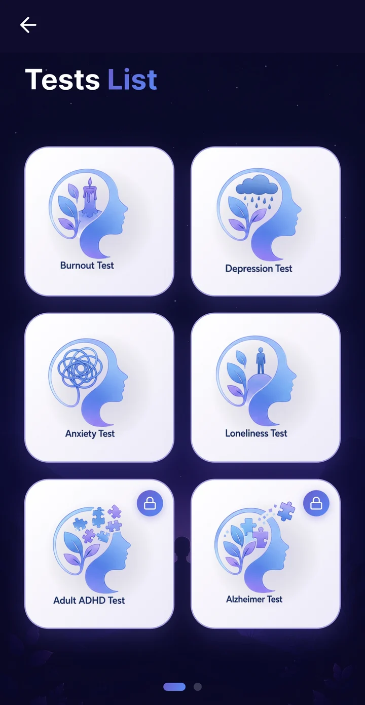 Screenings list in the app